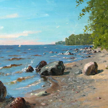 Painting titled "The lakeside" by Alexander Alexandrovsky, Original Artwork, Oil