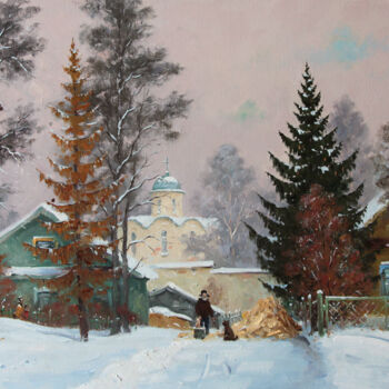 Картина под названием "Russian Winter. Old…" - Alexander Alexandrovsky, Подлинное произведение искусства, Масло