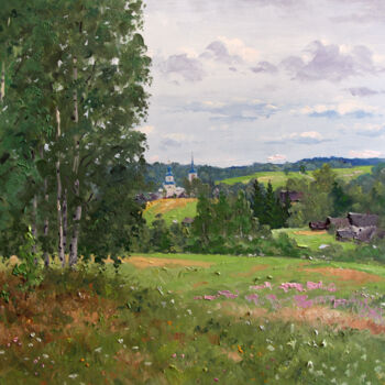 Painting titled "July. Birches on Hi…" by Alexander Alexandrovsky, Original Artwork, Oil
