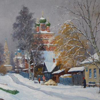 Schilderij getiteld "Russian Winter. Ost…" door Alexander Alexandrovsky, Origineel Kunstwerk, Olie