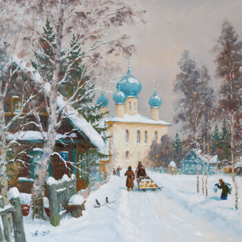 Картина под названием "Kargopol" - Alexander Alexandrovsky, Подлинное произведение искусства, Масло