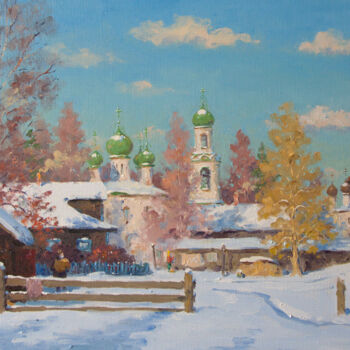 Painting titled "Kargopol. February" by Alexander Alexandrovsky, Original Artwork, Oil
