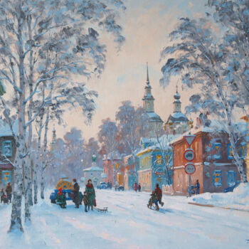 Painting titled "Russian winter. Gre…" by Alexander Alexandrovsky, Original Artwork, Oil