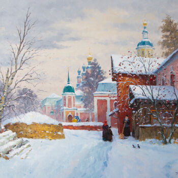 Painting titled "Winter in Sanaksar…" by Alexander Alexandrovsky, Original Artwork, Oil