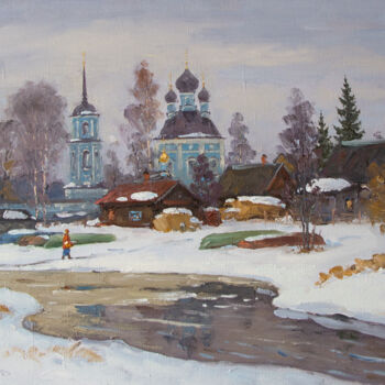 Painting titled "Village Kravotyn. S…" by Alexander Alexandrovsky, Original Artwork, Oil