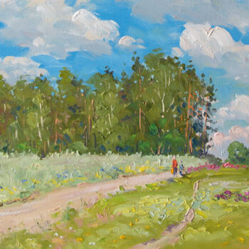 Painting titled "Road in Rye" by Alexander Alexandrovsky, Original Artwork, Oil