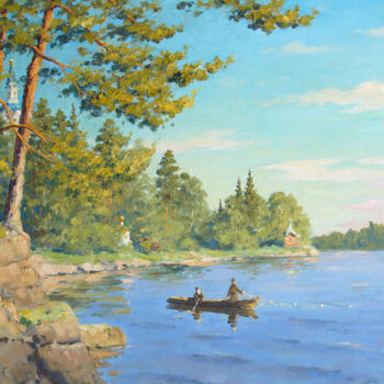 Painting titled "Valaam fishermen" by Alexander Alexandrovsky, Original Artwork, Oil
