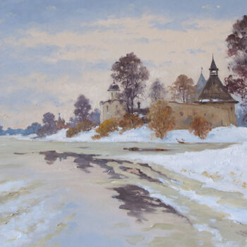 Painting titled "Old Ladoga. April.…" by Alexander Alexandrovsky, Original Artwork, Oil