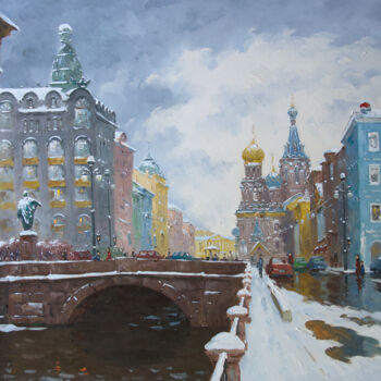 Pintura intitulada "Kazan bridge. St.Pe…" por Alexander Alexandrovsky, Obras de arte originais, Óleo