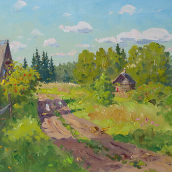 Painting titled "Village road. Summer" by Alexander Alexandrovsky, Original Artwork, Oil