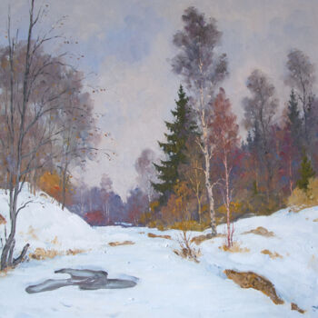 Pittura intitolato "March forest" da Alexander Alexandrovsky, Opera d'arte originale, Olio