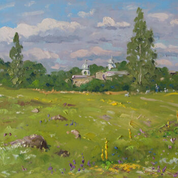 Painting titled "Summer meadow in Iz…" by Alexander Alexandrovsky, Original Artwork, Oil