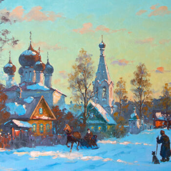 Pittura intitolato "Sloboda. Evening" da Alexander Alexandrovsky, Opera d'arte originale, Olio
