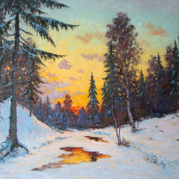 Pintura titulada "Stream. Evening" por Alexander Alexandrovsky, Obra de arte original, Oleo
