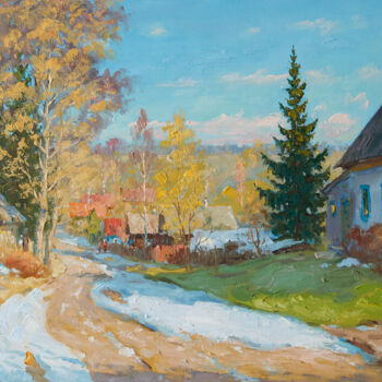 Malarstwo zatytułowany „Spring in Izborsk” autorstwa Alexander Alexandrovsky, Oryginalna praca, Olej