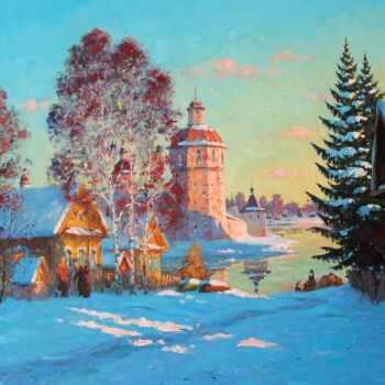 Painting titled "The Kirillov town.…" by Alexander Alexandrovsky, Original Artwork, Oil