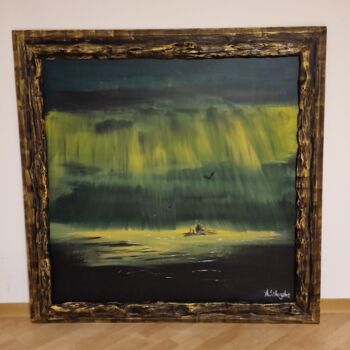 Painting titled "GREEN STORM" by Alexandru Gherghe, Original Artwork, Acrylic