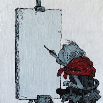 Картина под названием "карлик за холстом" - Aleksandrs Sehovcovs, Подлинное произведение искусства, Акрил