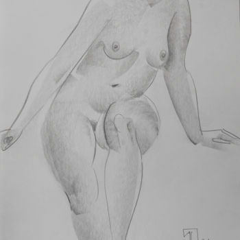 Drawing titled "Nude №1" by Alexander Glazkov, Original Artwork, Graphite