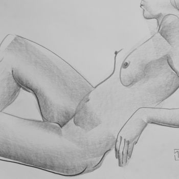 Drawing titled "Nude №2" by Alexander Glazkov, Original Artwork, Graphite