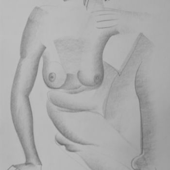 Drawing titled "Nude №4" by Alexander Glazkov, Original Artwork, Graphite