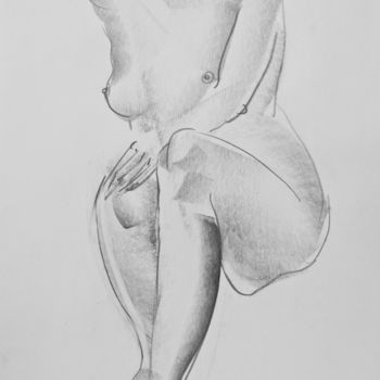 Drawing titled "Nude №8" by Alexander Glazkov, Original Artwork, Graphite