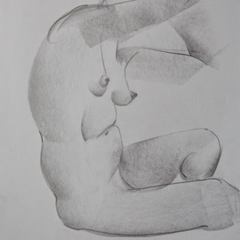 Drawing titled "Nude №11" by Alexander Glazkov, Original Artwork, Graphite