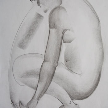 Drawing titled "Nude №19" by Alexander Glazkov, Original Artwork, Graphite