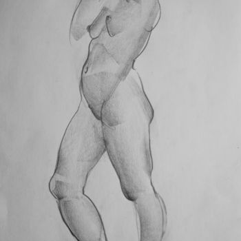 Drawing titled "Nude №25" by Alexander Glazkov, Original Artwork, Graphite