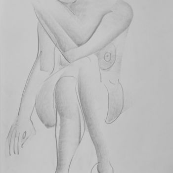 Drawing titled "Nude №35" by Alexander Glazkov, Original Artwork, Graphite