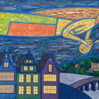 Картина под названием "The Autumn over Eur…" - Олександр Бондаренко, Подлинное произведение искусства, Масло