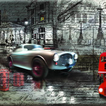 Painting titled "london retro" by Bullet, Original Artwork