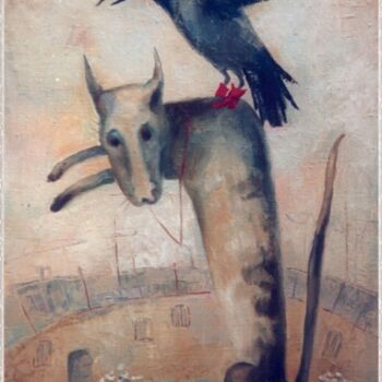 Painting titled "Raven Dog" by Alexej Simonenko (Sima), Original Artwork