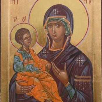 Painting titled "Mother of God - Tro…" by Aleksej Daniel Djermanovic, Original Artwork