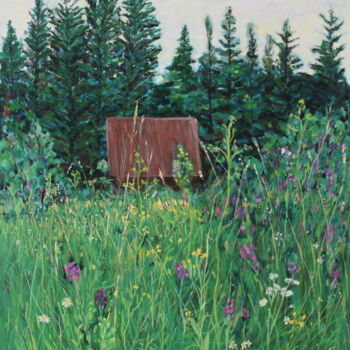 Malarstwo zatytułowany „Cottage on the Mead…” autorstwa Alexey Beregovoy, Oryginalna praca, Olej Zamontowany na Drewniana ra…