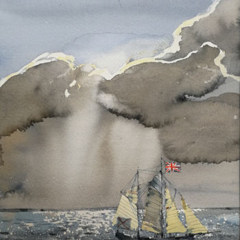 Painting titled "Sail" by Alexey Boukingolts, Original Artwork, Watercolor
