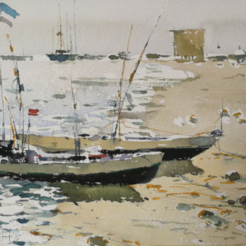 Painting titled "Coast-3" by Alexey Boukingolts, Original Artwork, Watercolor