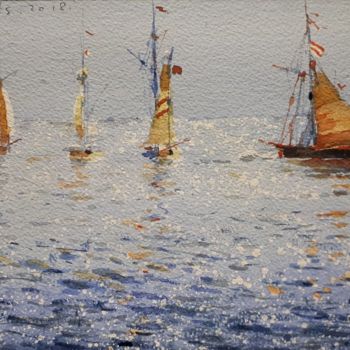 Pittura intitolato "Sail-6" da Alexey Boukingolts, Opera d'arte originale, Acquarello