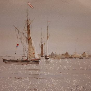 Pittura intitolato "Sail-05" da Alexey Boukingolts, Opera d'arte originale, Acquarello