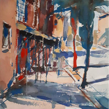 Schilderij getiteld "Cityscape-16" door Alexey Boukingolts, Origineel Kunstwerk, Aquarel