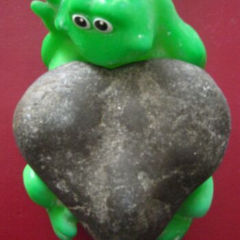 Γλυπτική με τίτλο "Frog With Big Heart…" από Alexey Grishankov, Αυθεντικά έργα τέχνης, Πέτρα