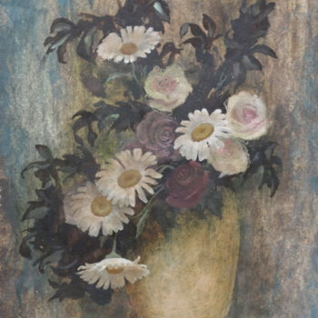 Painting titled "Roses et Margueritt…" by Alexey Matrosov, Original Artwork, Oil