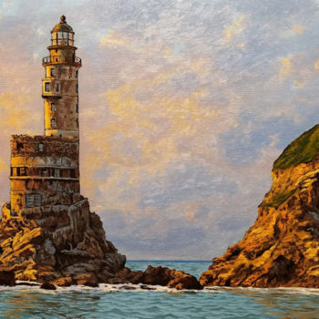 Картина под названием "Aniva lighthouse" - Alexey Mazov, Подлинное произведение искусства, Масло