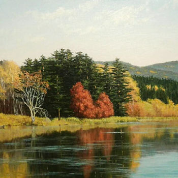 Картина под названием "Lake Tunaicha" - Alexey Mazov, Подлинное произведение искусства, Масло