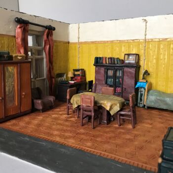 Sculpture titled "Room with balcony,…" by Alexey Mikulin, Original Artwork, Polymer clay