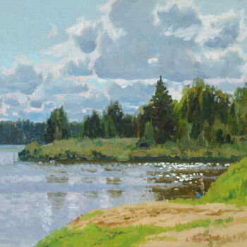 Peinture intitulée "Tureya river" par Alexey Pleshkov, Œuvre d'art originale, Huile