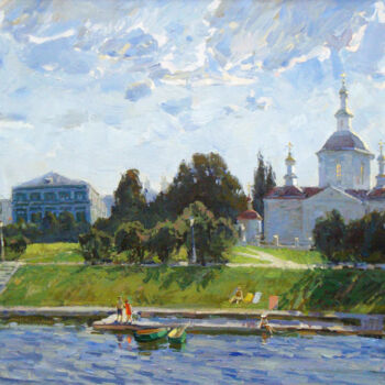 Painting titled "Летний вечер в Орле…" by Alexey Pleshkov, Original Artwork