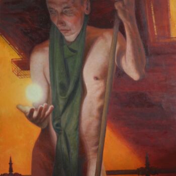 Painting titled "Octamoron" by Alexey Spirin, Original Artwork, Oil Mounted on Wood Stretcher frame