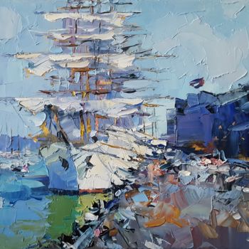 Peinture intitulée "Sail Amsterdam V" par Alex Hook Krioutchkov, Œuvre d'art originale, Huile Monté sur Châssis en bois