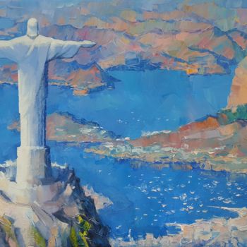 Painting titled "Rio de Janeiro IV" by Alex Hook Krioutchkov, Original Artwork, Oil Mounted on Wood Stretcher frame